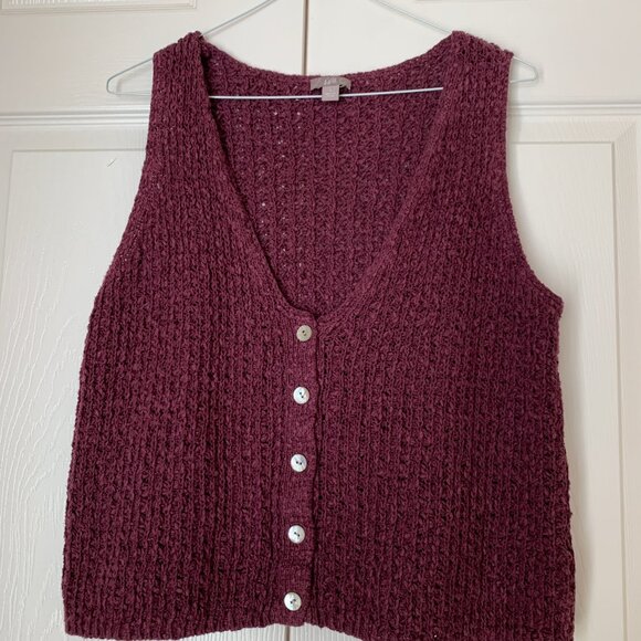 J. Jill Substantial Knit Cardigan Vest  Plum Mother of Pearl Buttons Sz L - Picture 3 of 8